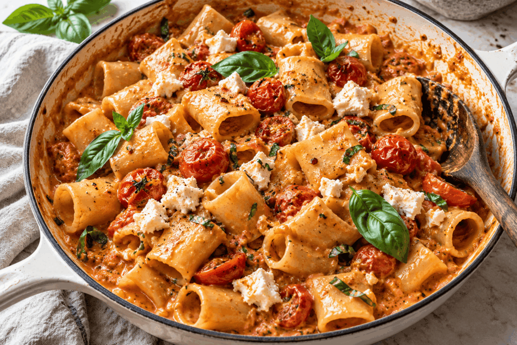 einfache One Pot Pasta mit Tomaten und Ricotta in 25 Minuten