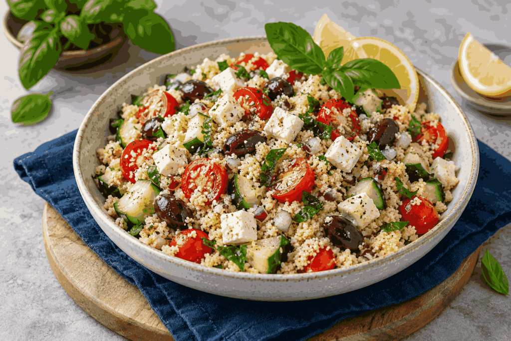 Couscous-Salat mit Feta und Gurke: in 20 Minuten fertig, ganz ohne Herd
